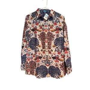 J. McLaughlin Lois Blouse – Peacock Garden Print – Size M – NWT